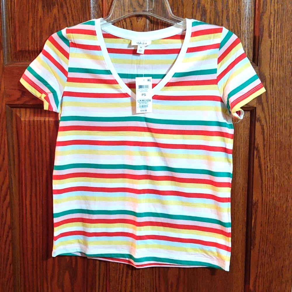 Style & Co V Neck Tee, Petite Small